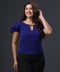 Front Open Sleeve Flared Blue Top