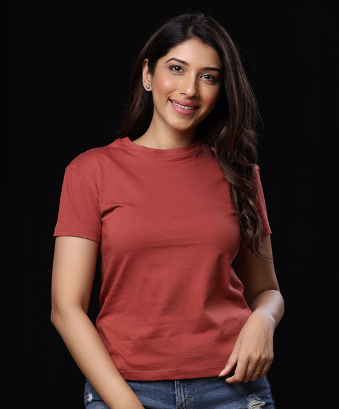 Basic Crew Neck Brick Red T-Shirt