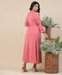 Vneck Chiffon Solid Pink Dress