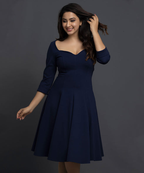 Ponte Waistless Dress with Sweetheart Neck