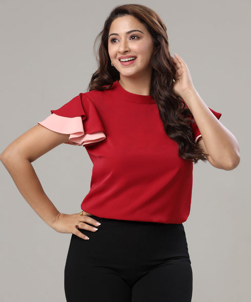 Two Layered Sleeve Chiffon Top