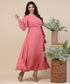 Vneck Chiffon Solid Pink Dress