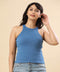 Halter Neck Rib Royal Blue Tshirt