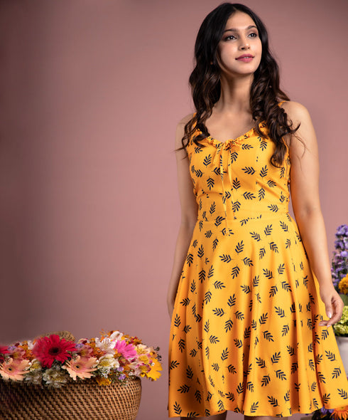 Yellow Eyes On Paradise Mini Dress