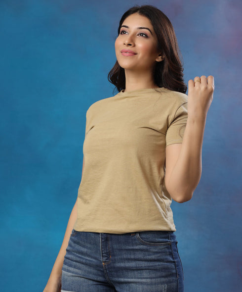 Basic Crew Neck Light Beige Tshirt