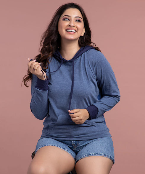 Blue Shaded Panel Hoodies