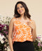 Ring Attached Printed Orange Cami Top