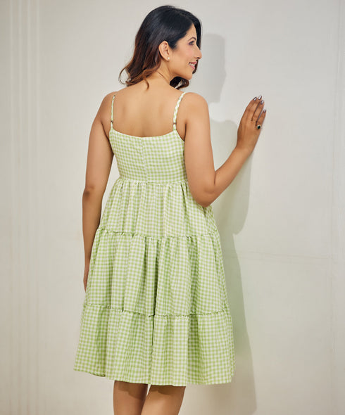 Layered Strappy Gingham Dress