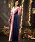 Pink Blue Off White Panel Chiffon Maxi