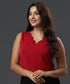 Solid Scallop Sleeveless Red Top