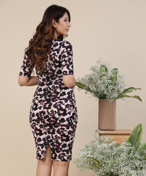 Floral Print Faux Wrap Dress