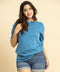 Blue Solid Drop Shoulder Tee