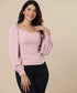 Sweetheart Neck Lantern Sleeve Pastel Top