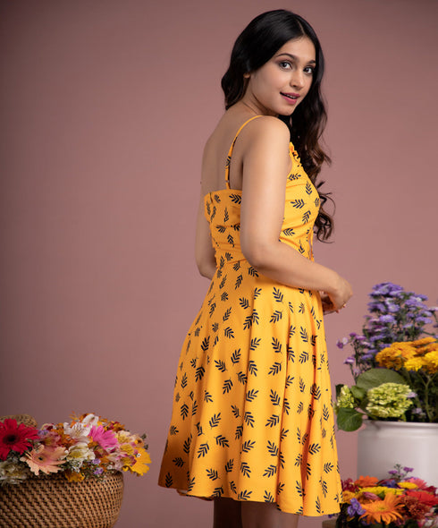 Yellow Eyes On Paradise Mini Dress