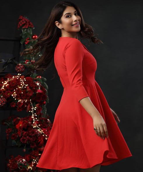 Half Sleeve Skater Revenge Red Dress