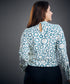 Long Sleeve Chiffon Blue Printed Top