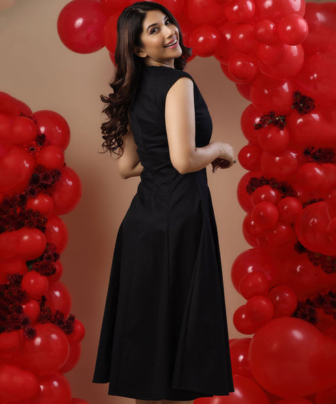 Waistless Princess Line Midi Dress