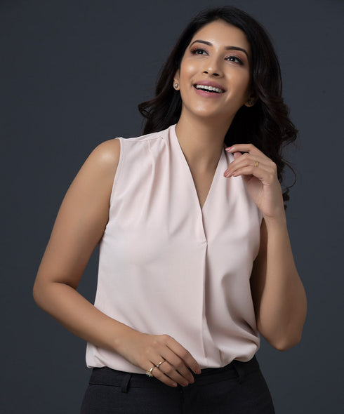 Sleeveless Vneck Formal Chiffon Top