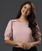 Neck Band Detailed Pink Chiffon Top