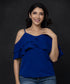 Double Frilled Chiffon Royal-Blue Top
