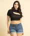 Black Mock Neck Cutout Tee