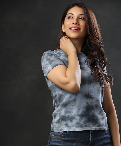 Blue Mix Tie And Dye T-Shirt