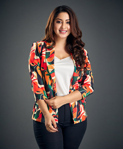 Bold Scattered Printed Blazer