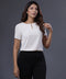 Buttoned Detailed Round Neck White Top