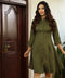 Olive Green Waistless Linen Dress