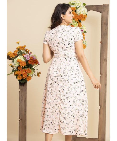 Pink Front Detailed Midi Dress