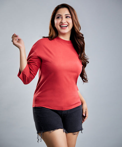 Orange Three-Quarter Sleeve T-Shirt