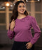 Purple Neck Side bow Long Sleeve Top