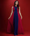 Blue And Maroon Chiffon Halter Neck Maxi