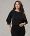 Buckle Attached Black Chiffon Top