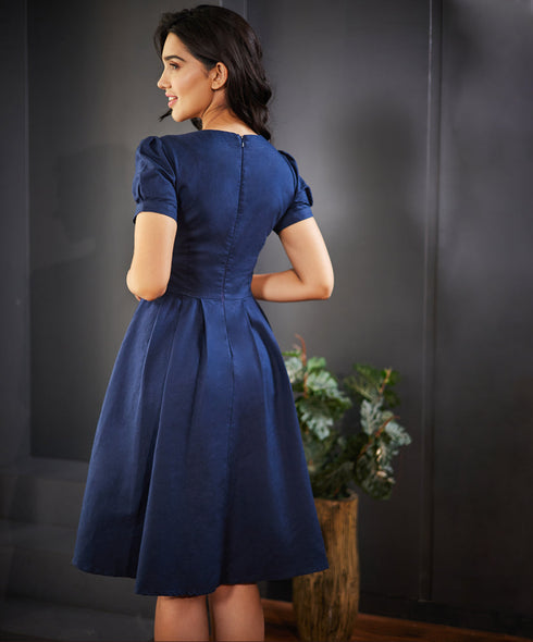 Bustier Detailed Front Panel Linen Dress