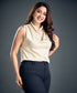 High Neck Beige Satin Top