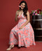 Pink Base Floral Spaghetti Strap Dress
