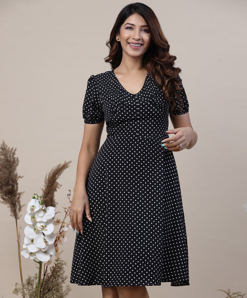 Polka Dots Bustier Gathered Dress