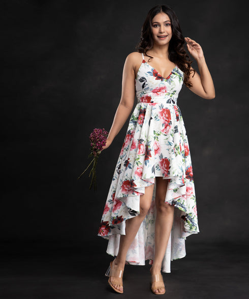 Vneck High Low Hem Cocktail Dress