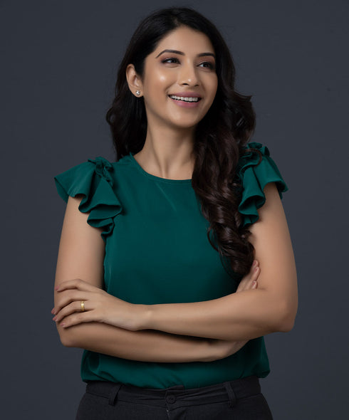 Dark Green Double Heavy Frilled Top