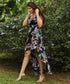 High-Low Printed Black Maxi Dress