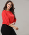 Buckle Attached Red Chiffon Top