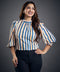 Colored Stripe Printed Chiffon Top