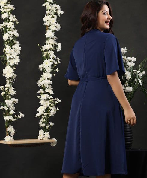 Sleeve Flared Mini Dress With Belt