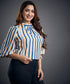 Colored Stripe Printed Chiffon Top