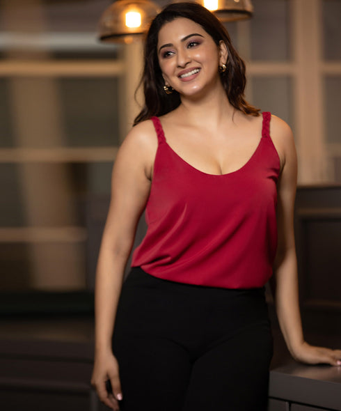 Red Braided Cami Top