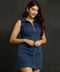 Sosandar Zip Front Denim Shift Dress