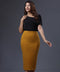 Bodycon Midi Ponte Mustard Skirt