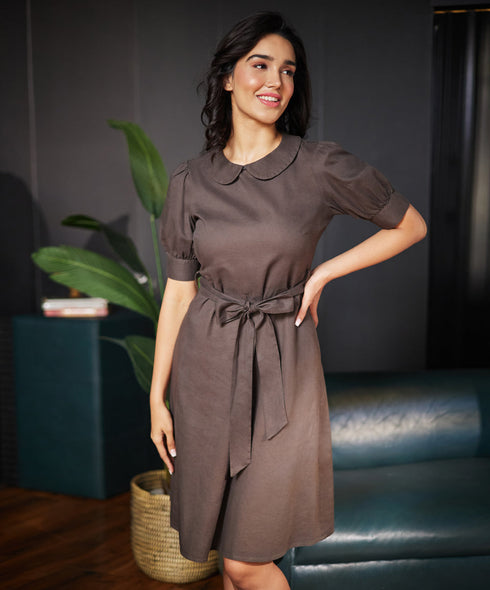 Peterpan Collar Linen Dress