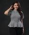 Puffed Sleeve Gingham Peplum Top